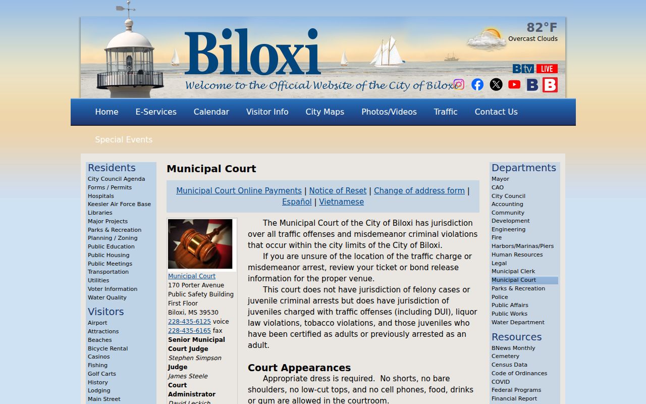 Harrison County Biloxi court records source image from Biloxi Municipal Court