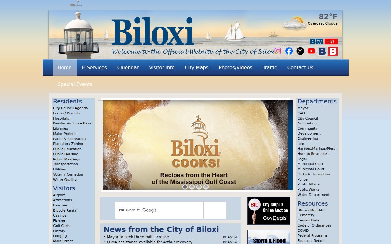 Harrison County Biloxi court records city context from the official Biloxi homepage