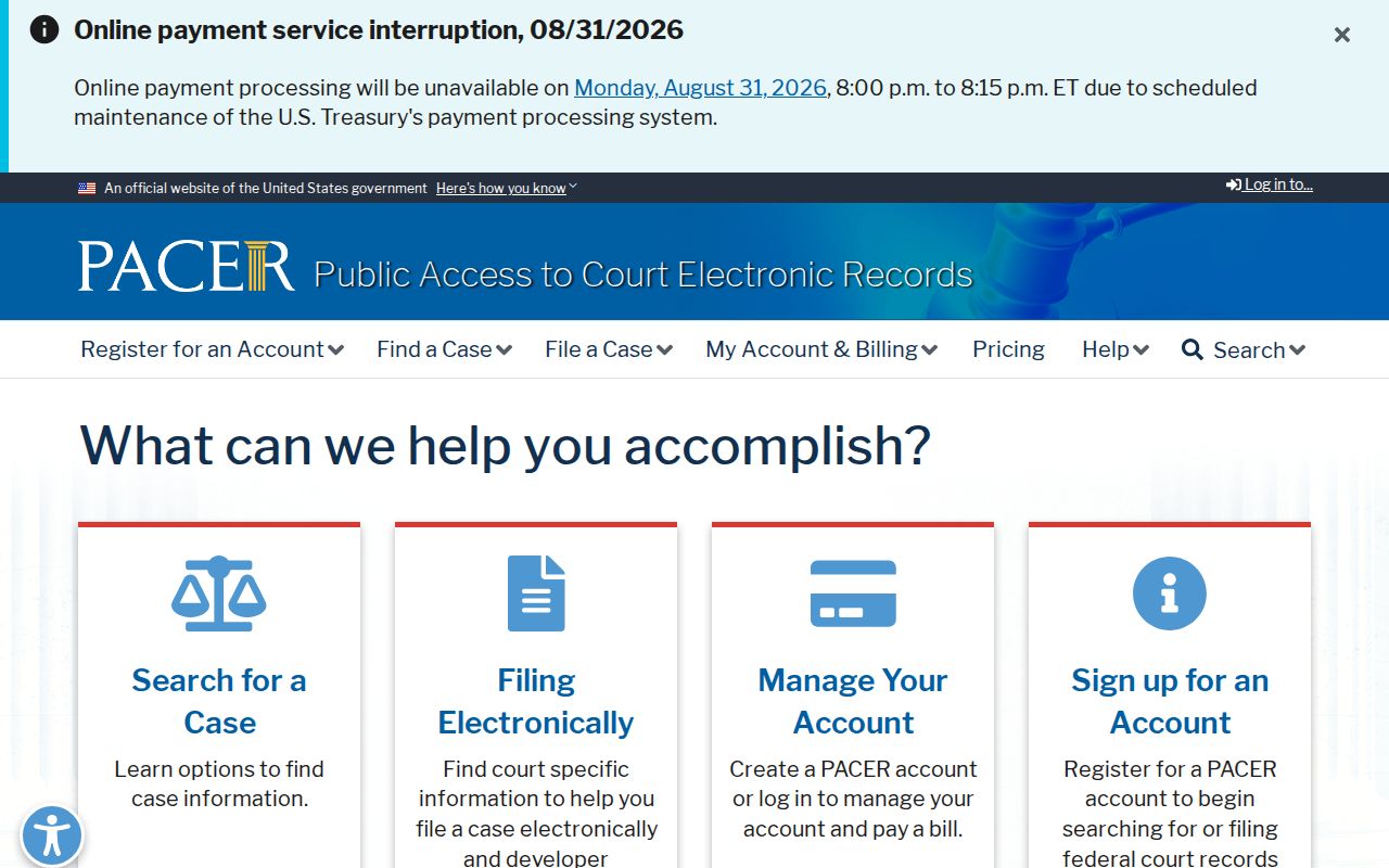 Harrison County case search PACER federal access