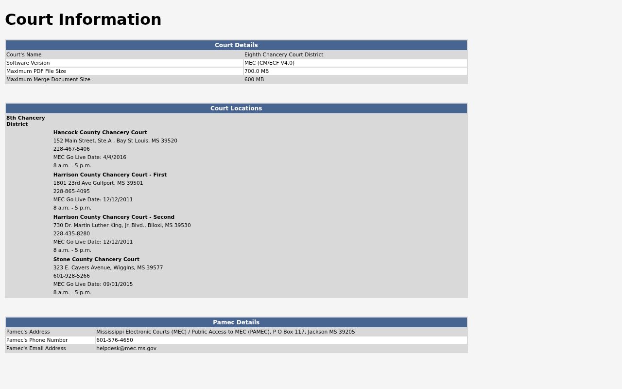 Harrison County civil docket 8th Chancery MEC CourtInfo