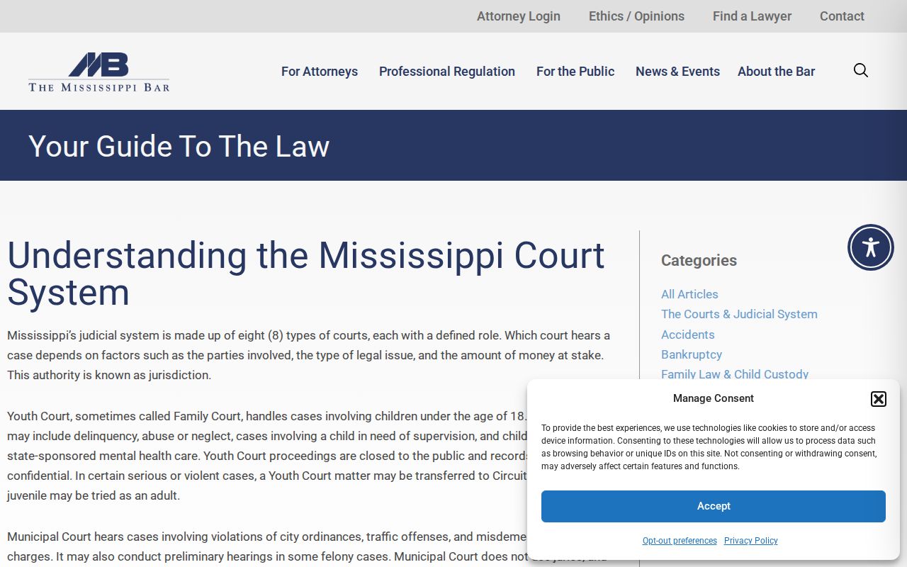 Harrison County Long Beach court records context from Mississippi court-system overview