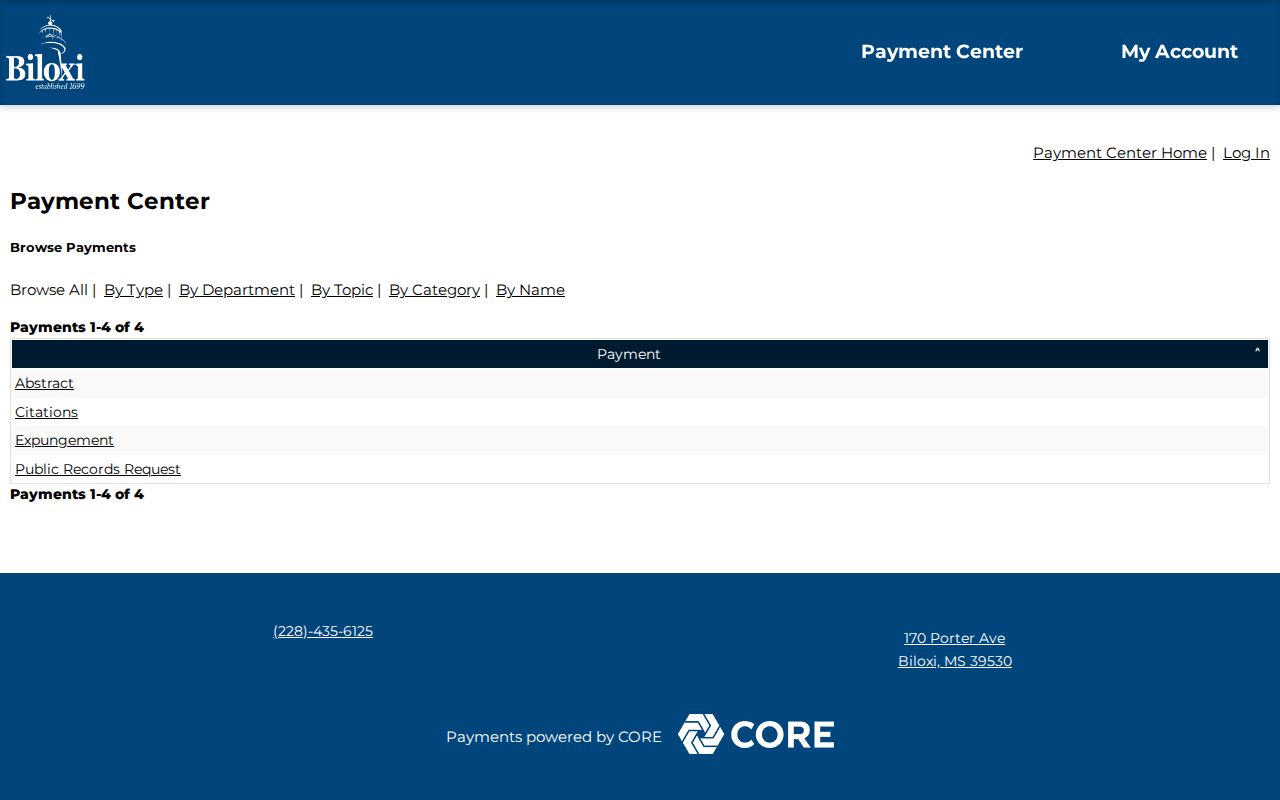Harrison County traffic court Biloxi municipal payment portal
