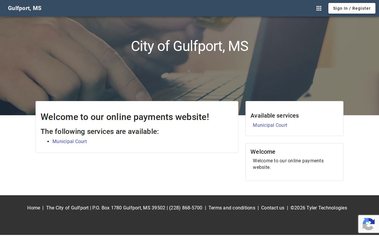 Harrison County traffic court Gulfport municipal payment service